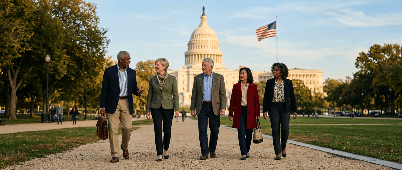 Americans walking toward the U.S. Capitol